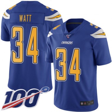 Los Angeles Chargers NFL Football Derek Watt Electric Blue Jersey Men Limited  #34 100th Season Rush Vapor Untouchable